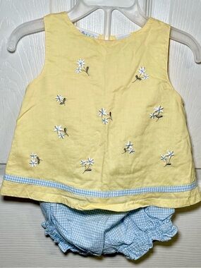 Vintage 1999 Miniwear Baby Floral Gingham Bloomer Set 12M Y2K
